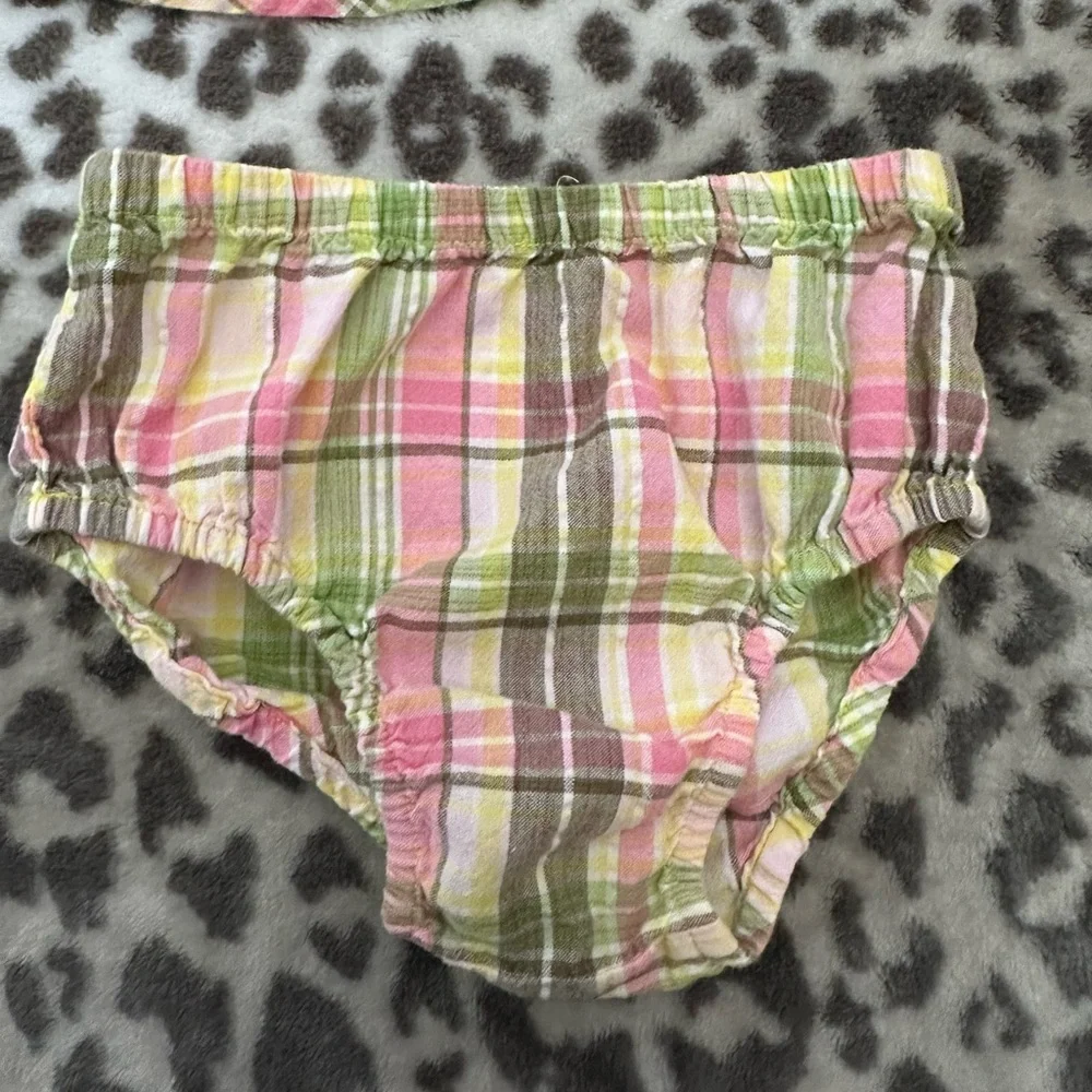 Old Navy Plaid Sundress in Yellow Pink Green Brown Size  Baby Large 12-18 months